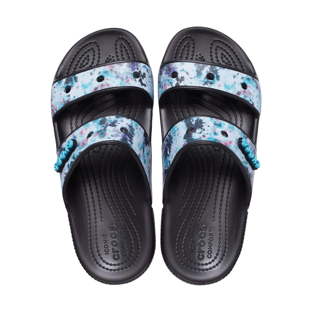 Multi / Black Women's Crocs Classic Tie-Dye Graphic Sandals | NZ 0538KORI